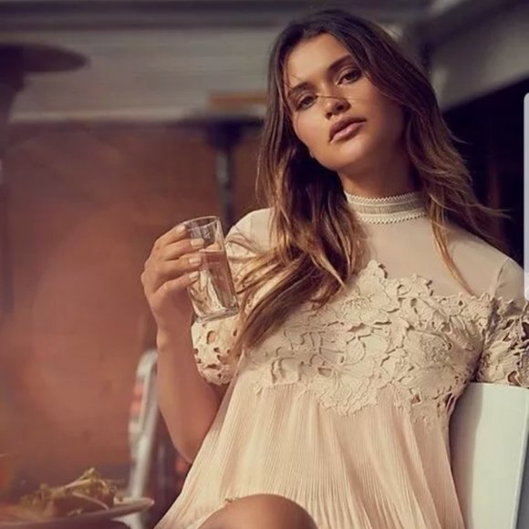 Saylor X Free People Womens Ballet Pink Lace Hallie Cocktail Dress Size Small - Picture 4 of 9